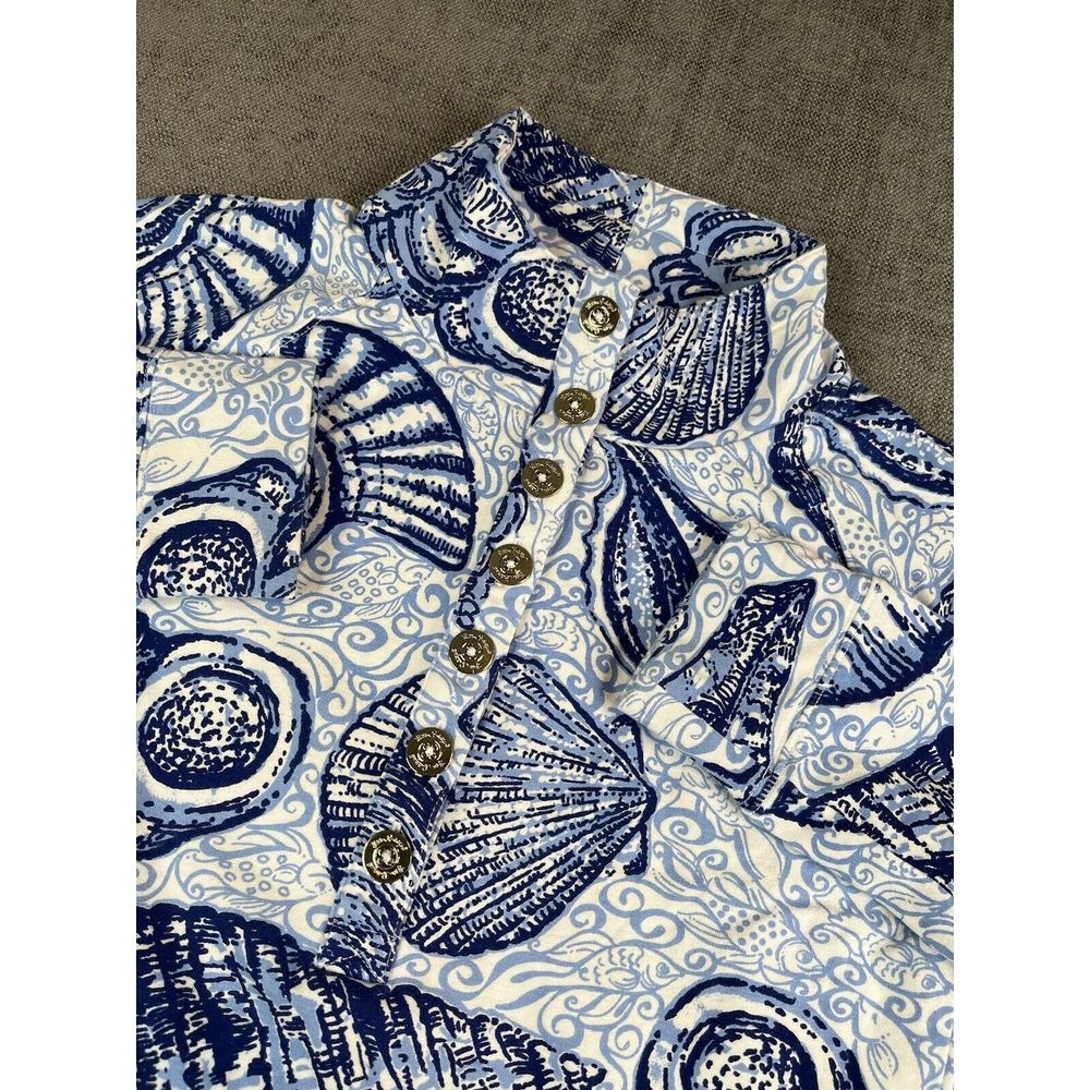 Lilly Pulitzer Sweater Women (S) Blue Peri Skipper Popover Long Sleeve Button